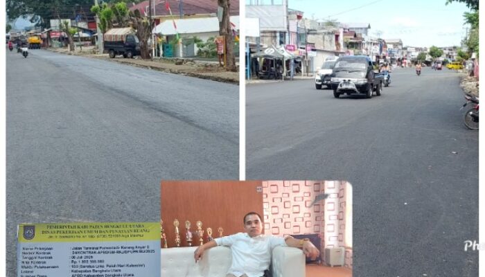 Melalui Dinas PUPR Bengkulu Utara Era Bupati Arie Jalan Lingkungan pasar Purwodadi Mulus