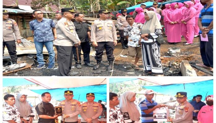 Peduli Korban Kebakaran, Polres Benteng Era AKBP Totok Salurkan Bantuan Di Desa Tiambang